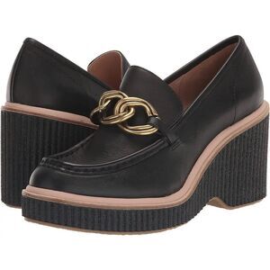 NEW Chunky Loafer Wedge Platform Black Dolce Vita Brenan Gold Chain Heel 10